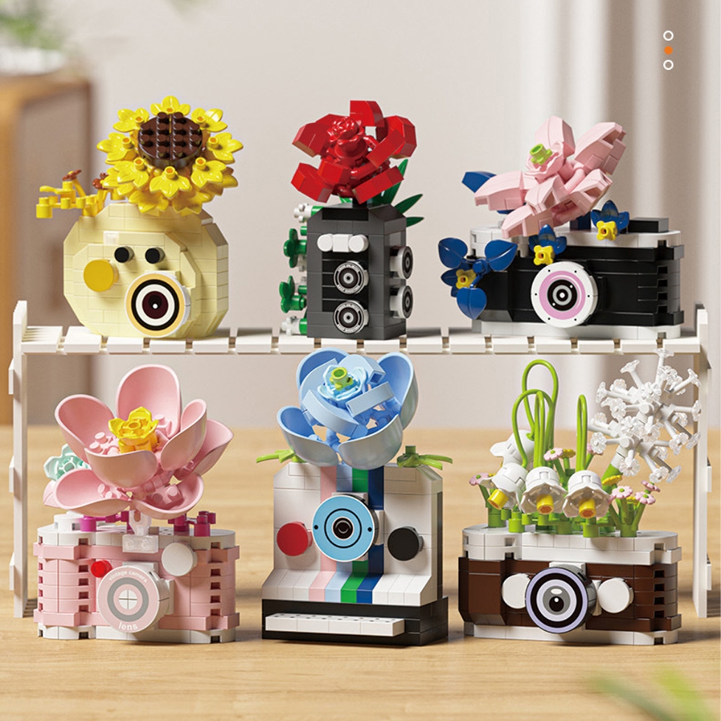 Retro กล้อง Building Blocks ของเล่นประกอบอนุภาคเด็กชายและเด็กหญิงของขวัญวันเกิดของเล่นเด็ก