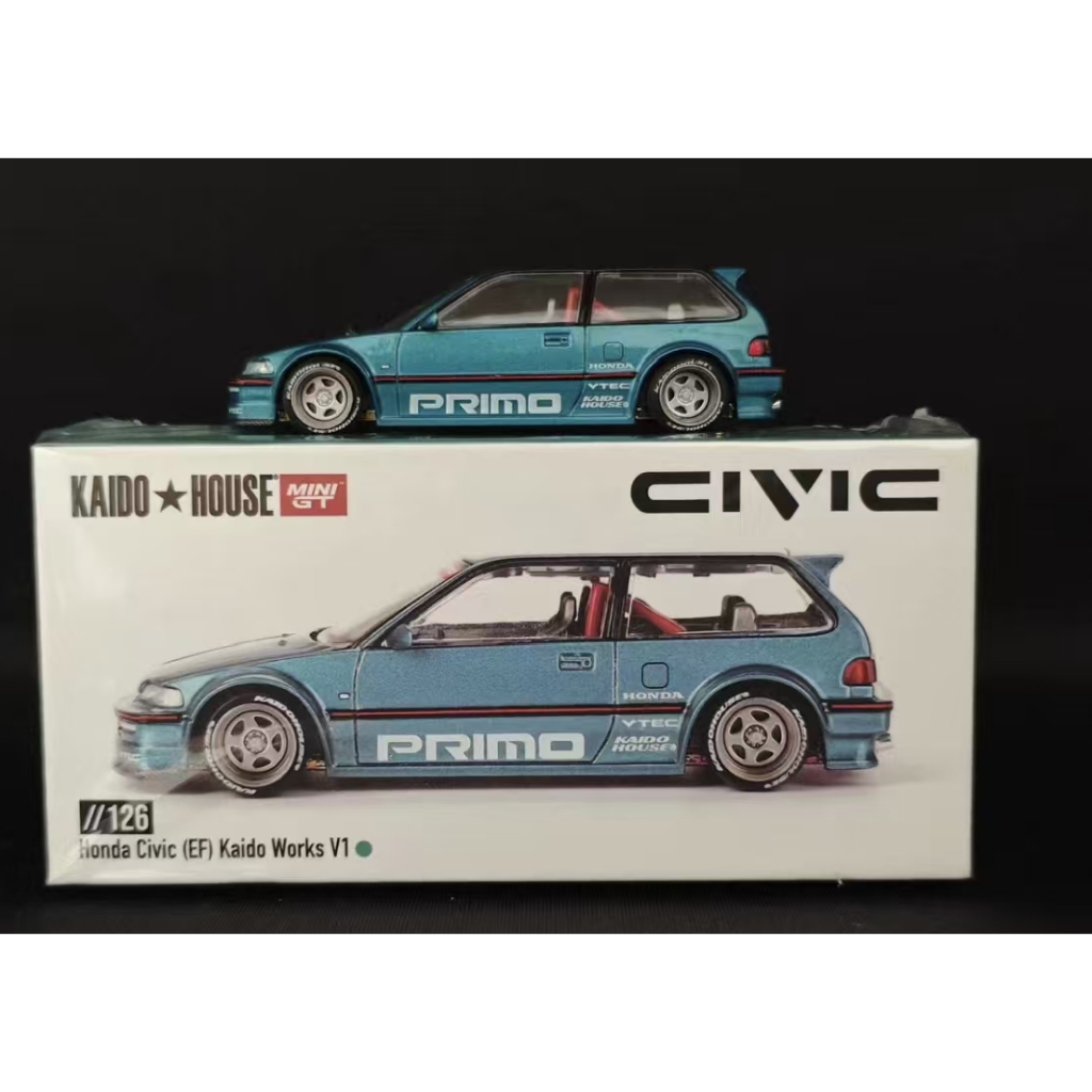 Kaido House+MINIGT 1:64 Honda Civic EF Kaido โมเดลรถอัลลอย