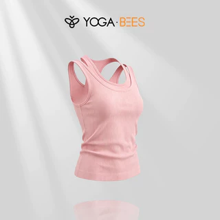โยคะ BEES ผู้หญิง Ribbed Double-Strap เสื้อกล้ามโยคะกีฬา Bra ไร้สายไม่มีรอยต่อฟิตเนส Casual Camisole 6 สี