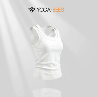 โยคะ BEES ผู้หญิง Ribbed Double-Strap เสื้อกล้ามโยคะกีฬา Bra ไร้สายไม่มีรอยต่อฟิตเนส Casual Camisole 6 สี