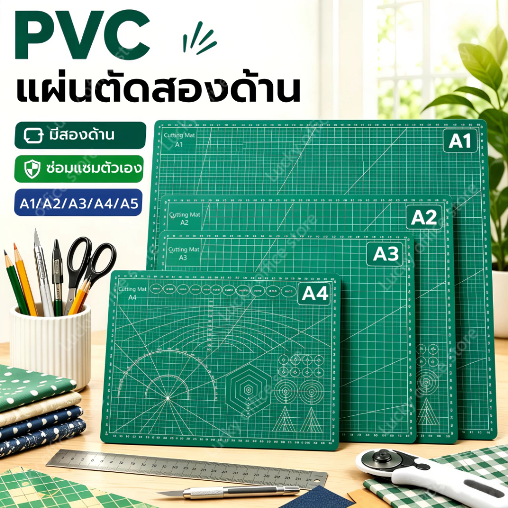 แผ่นรองตัด แผ่นรองตัดกระดาษ A5 / A4 / A3 / A2 /A1ยางรองตัด กระดาษ แผ่นกรีด งานฝีมือ ควิลท์ เส้นกริด กระดาน3mm