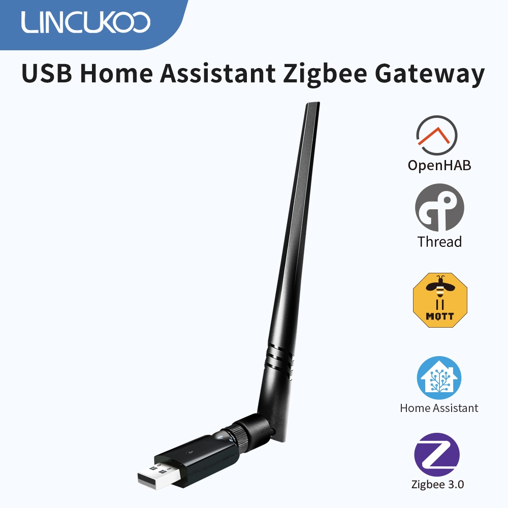 LINCUKOO USB Zigbee3.0 Dongle Gateway สําหรับ Home Assistant รองรับ OpenHAB & Zigbee2MQTT EFR32MG21 Firmware อัพเกรดได้