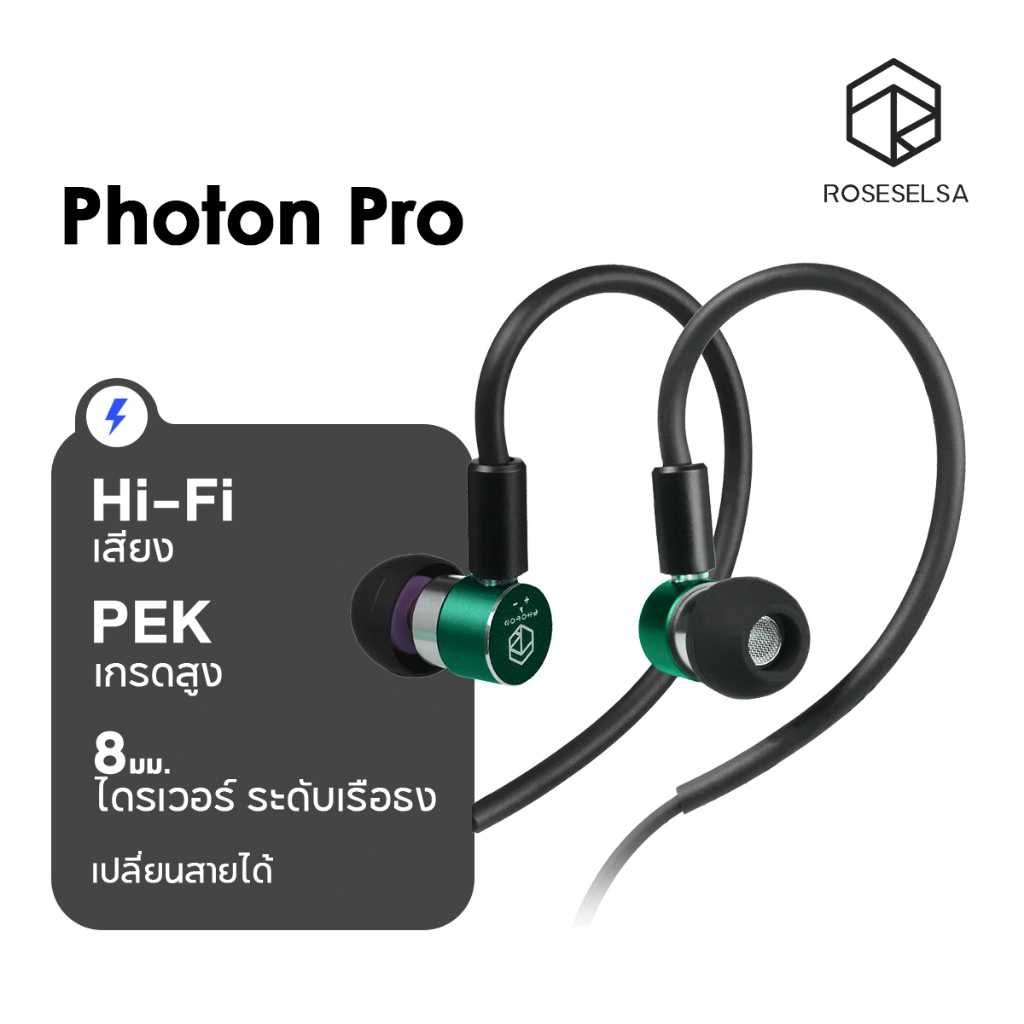 ROSESELSA Photon Pro Type-C หูฟังชนิดใส่ในหู, การออกแบบ 2 ขา 0.78 ที่ถอดออกได้พร้อมไมโครโฟน HD, การออกแบบขนาดกะทัดรัดเหมาะสําหรับการเล่นเกม