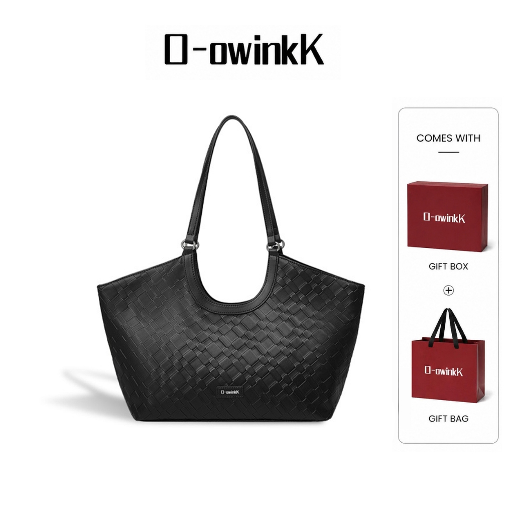 O-owinkK Twill Tote Bag ความจุใหญ่ มีซิปปิด วัสดุแข็งแรง ดีไซน์สวยหรู