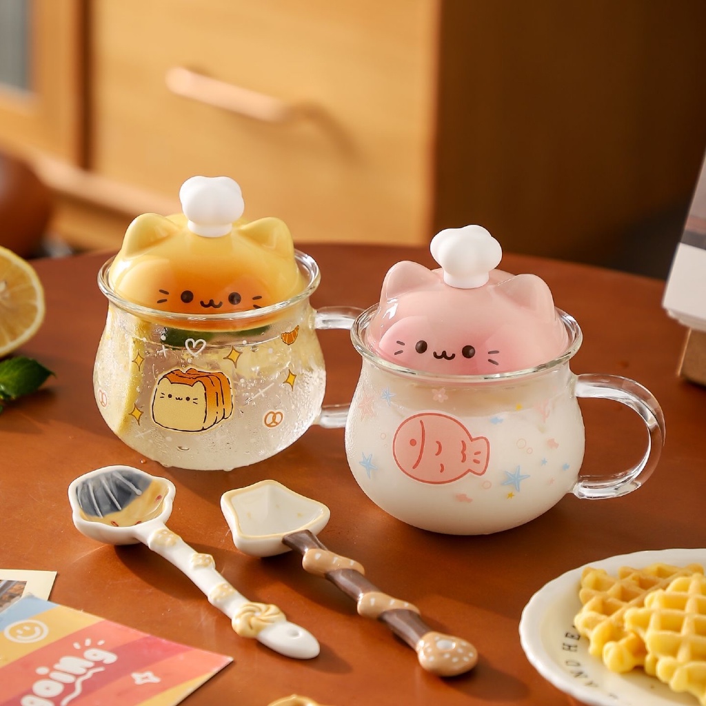 การ์ตูนแมวน่ารักแก้วครัวเรือนความจุขนาดใหญ่ถ้วยน้ํา