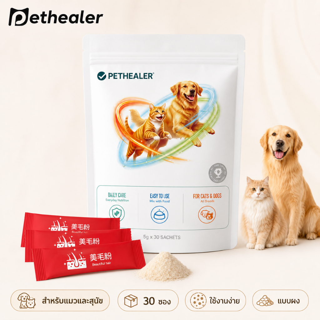 ครีมนวดขนสำหรับแมวและสุนัข Pethealer บรรจุ 30 ซองต่อแพ็ค ใช้งานง่าย