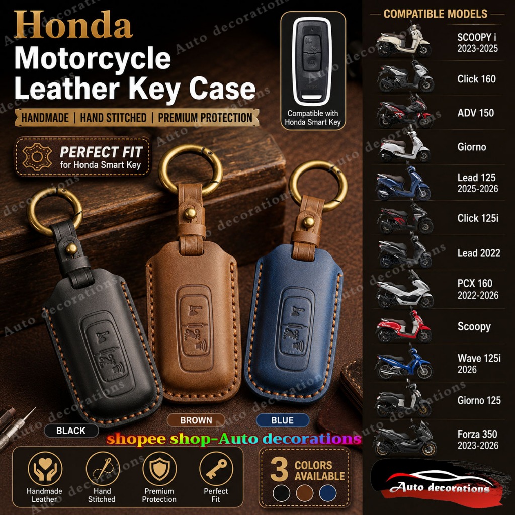 ใหม่ Honda Click125 V4/Click160/BeAT Pcx160 Giorno125 เคสกุญแจรถ Honda adv forza vision scoopy Remote ปลอกกุญแจรถ พวงกุญแจหนัง