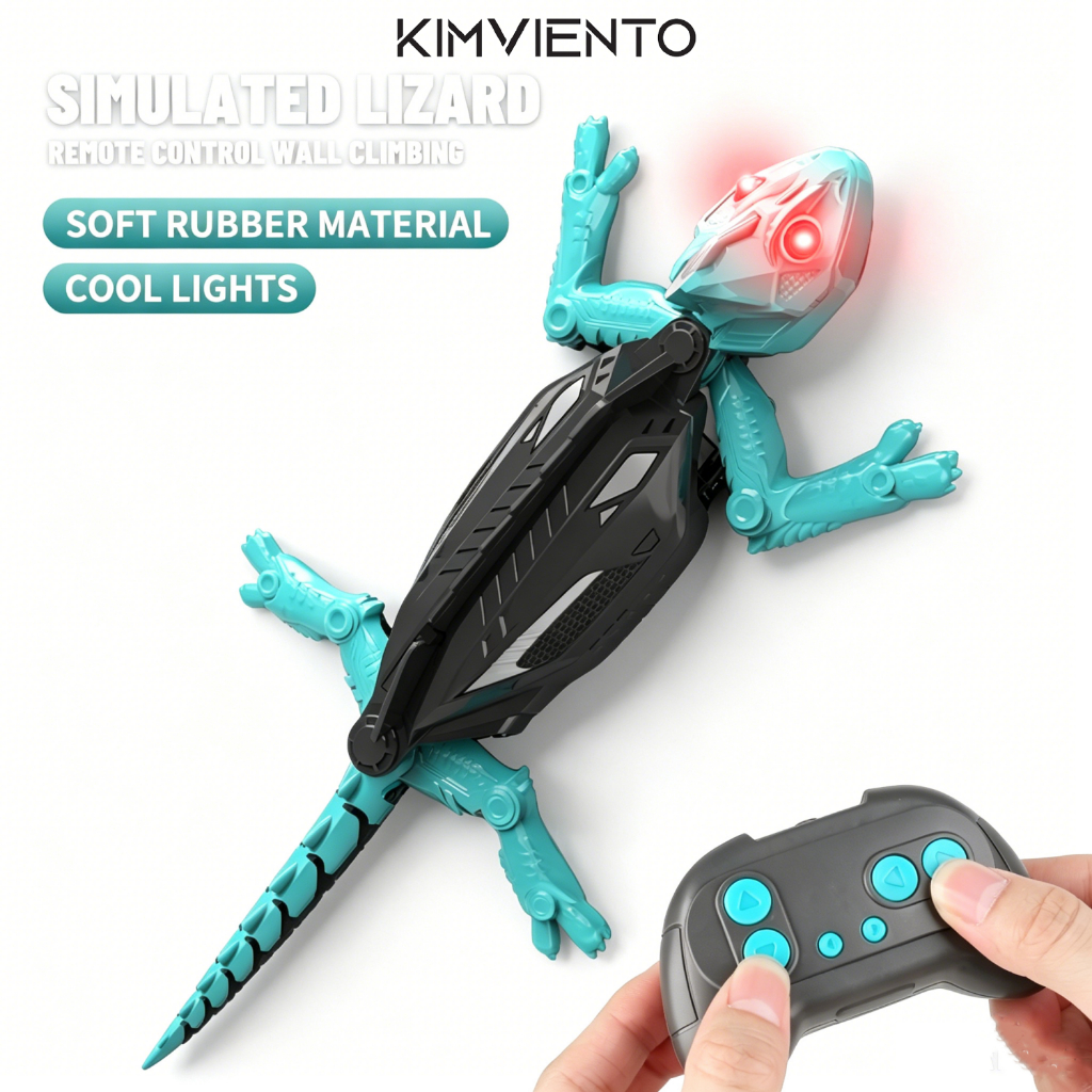 KIMVENTO Wall Crawler รีโมทคอนโทรลของเล่นไฟฟ้าของเล่น Lizard พร้อม LED เรืองแสงตา, 360° หมุน ของเล่นสัตว์
