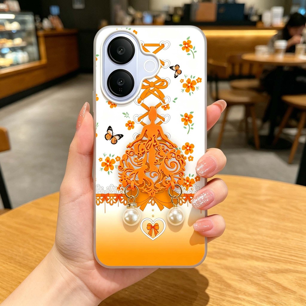 เคสโทรศัพท์เจ้าหญิงผีเสื้อจี้มุกสําหรับVIVO V40E V40 Lite Y200 Y300 V50 V50E T4R IQOO Z9S Z10R 4G 5G