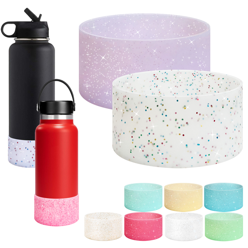 บูตซิลิโคนกลิตเตอร์ป้องกันเข้ากันได้กับขวดน้ํา Aquaflask & Hydro Flask 12-24oz, 32/40oz, ฝาครอบแขนป้