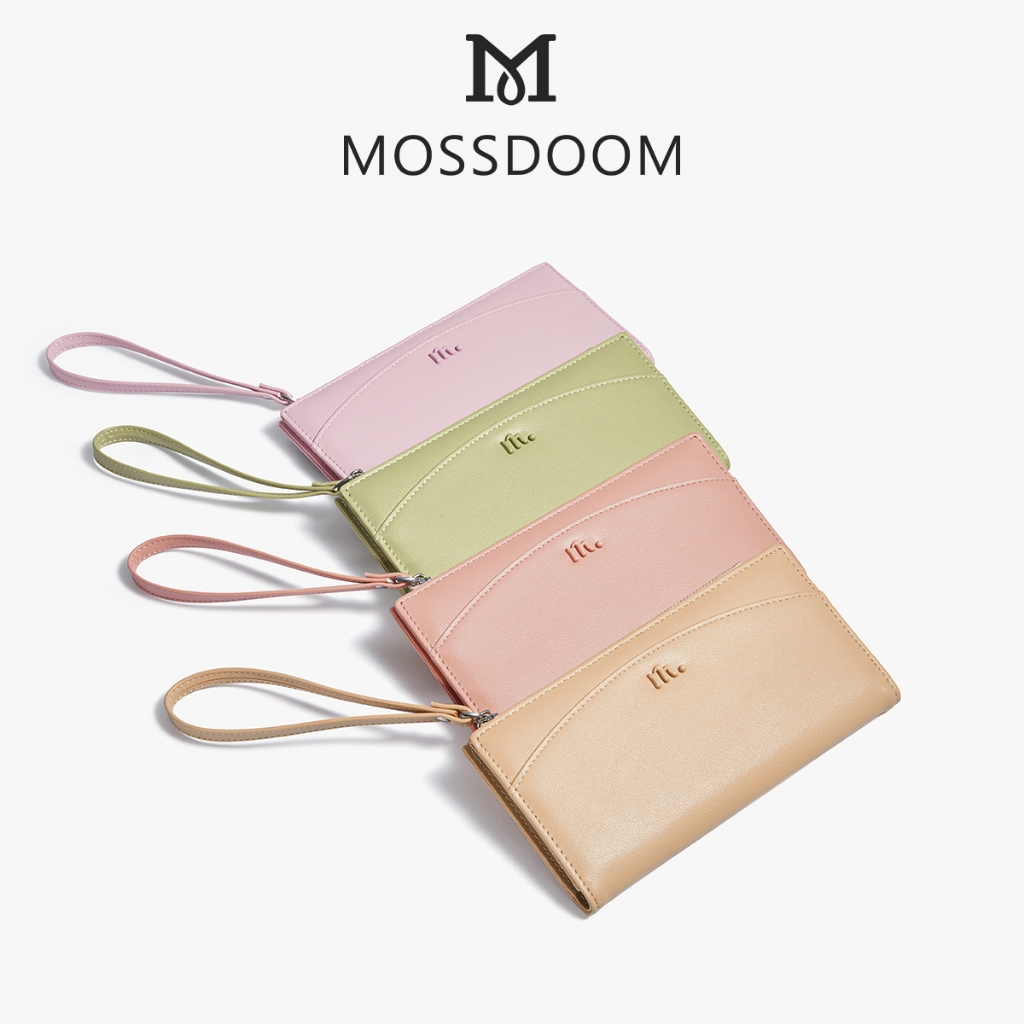 MOSSDOOM Sorea Wallet กระเป๋าสตางค์ใบยาว สีหวาน มีซิปและสายคล้องแขน ใส่ธนบัตรและเหรียญได้