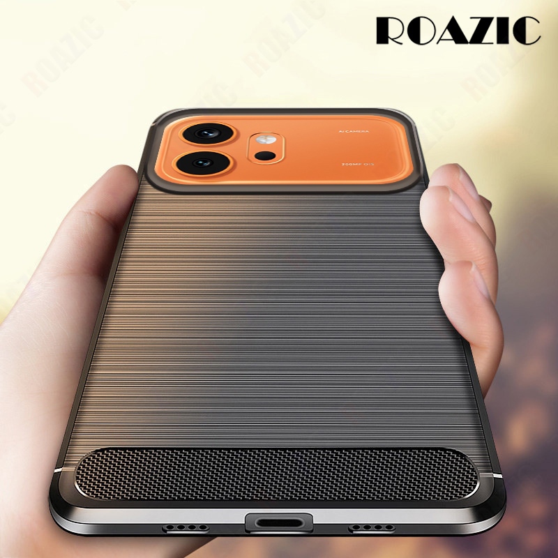 เข้ากันได้กับHonor 600 5G เคสโทรศัพท์หรูหราบาง [คาร์บอนไฟเบอร์ป้องกันลายนิ้วมือ] เกราะนุ่มกันกระแทกฝาหลังป้องกัน SMF01