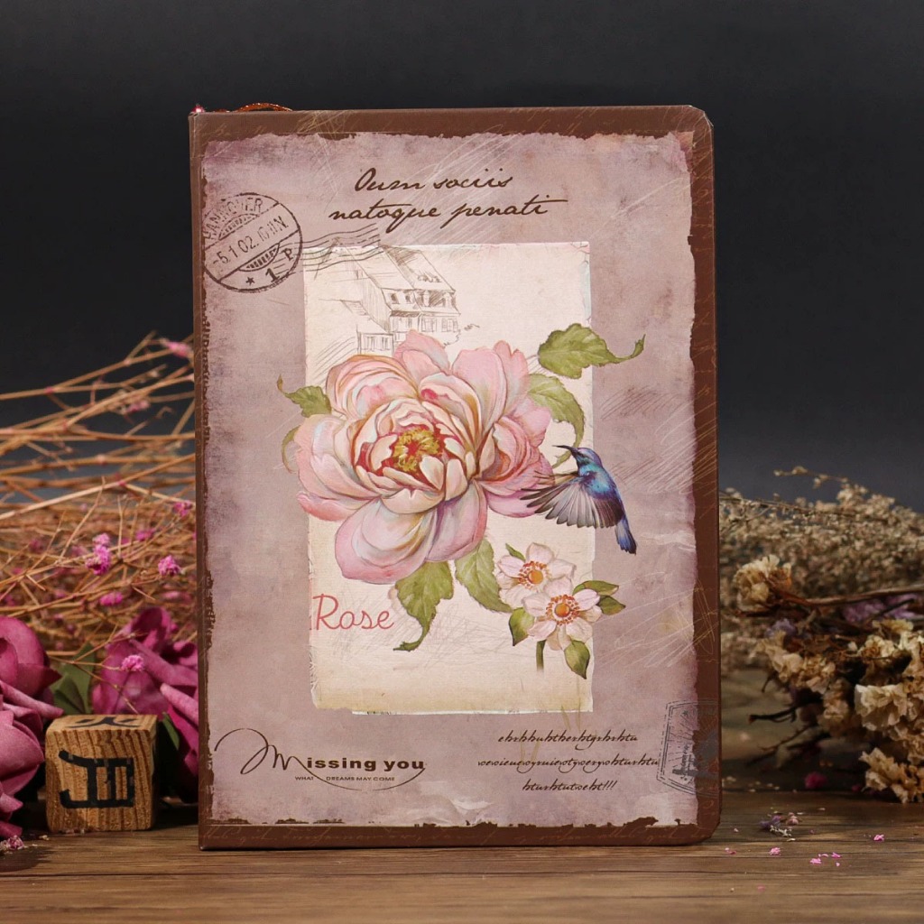 Retro Floral Journal Notebook ยุโรป Retro คู่มือไดอารี่ Dream Falling นกดอกไม้สีหน้า Hand Drawn ภาพประกอบ Memoirs โน๊ตบุ๊คสร้างสรรค์เครื่องเขียนของขวัญ