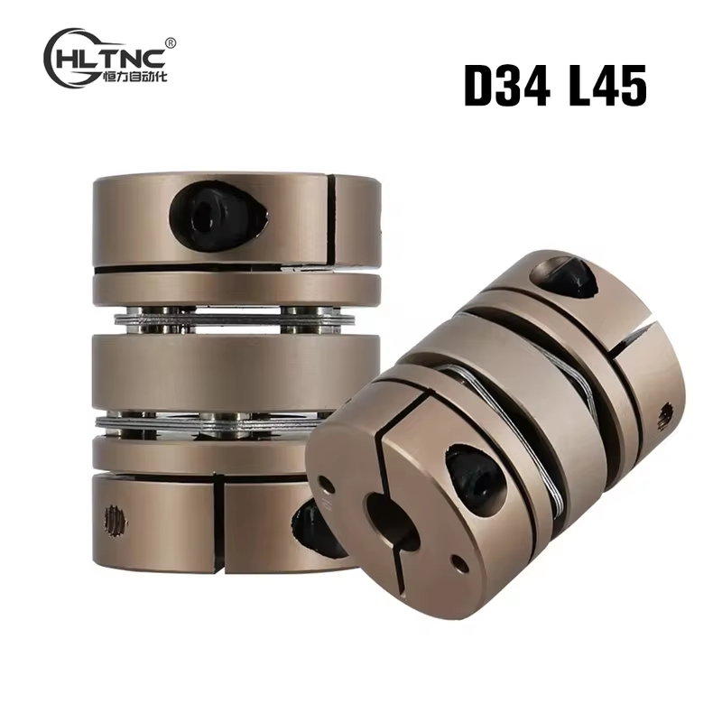 HLTNC D34L45 คู่ไดอะแฟรมข้อต่อ – 34 มม.OD 45 มม.ความยาว Zero Backlash เพลายืดหยุ่น Coupler 5-16 มม.Bore สําหรับ CNC Stepper Servo มอเตอร์สกรูบอล