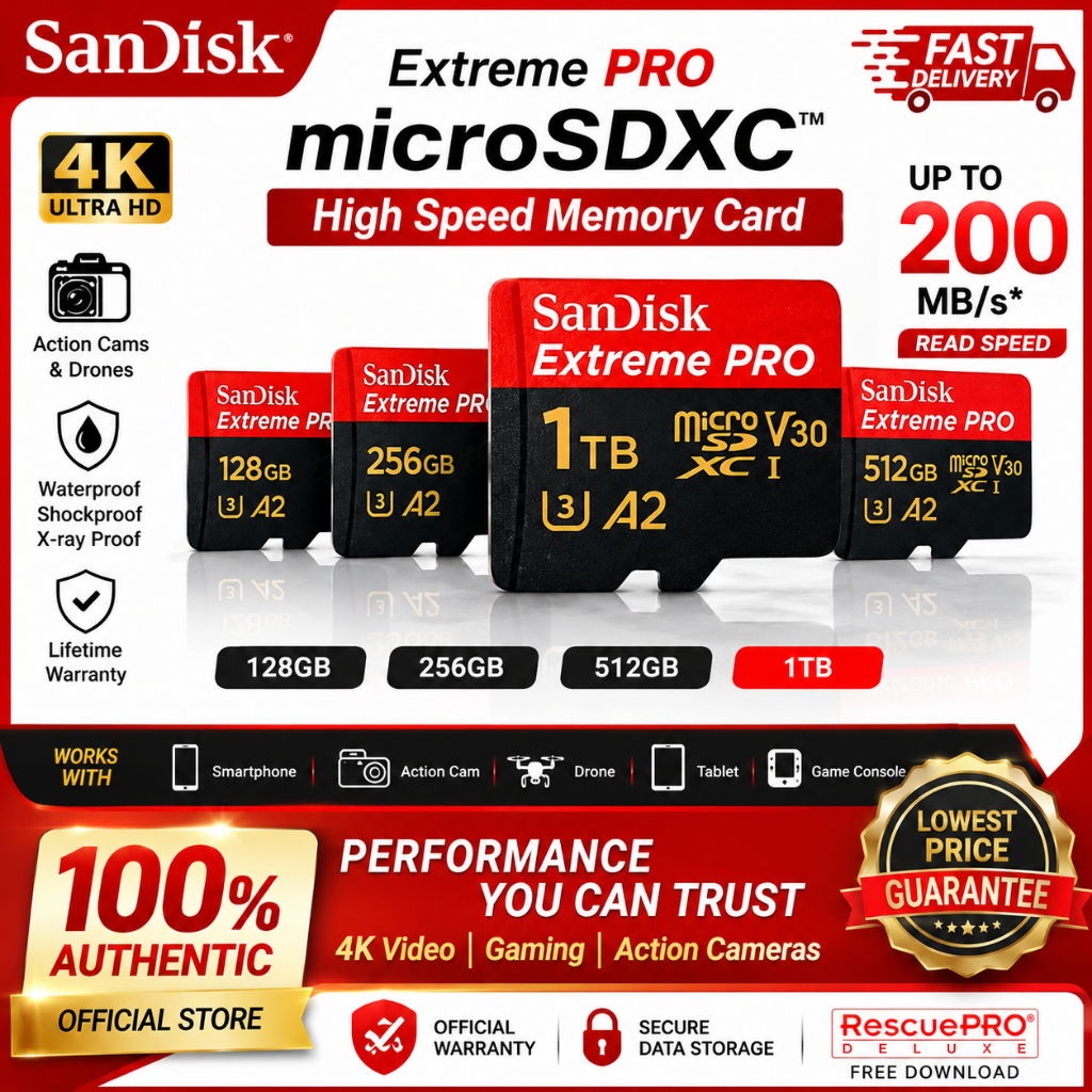 SanDisk Extreme Pro 128GB-1TB V30/V60/V90 4K/8K High Speed Memory Card Genuine Quality