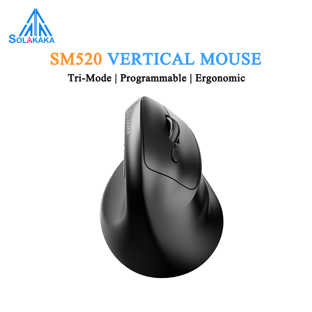 SOLAKAKA SM520 เมาส์ไร้สาย Ergonomic Vertical Mouse Wireless 12800DPI เมาส์เพื่อสุขภาพ เมาส์แนวตั้งไร้สาย ไร้เสียง รุ่น