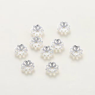 1-50ชิ้น 5-8mm ฝาครอบลูกปัดรูปดอกไม้ เคลือบทอง 18K หมวกครอบ สำหรับ DIY ทำสร้อยข้อมือ ไม่ลอก