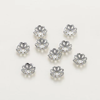 1-50ชิ้น 5-8mm ฝาครอบลูกปัดรูปดอกไม้ เคลือบทอง 18K หมวกครอบ สำหรับ DIY ทำสร้อยข้อมือ ไม่ลอก