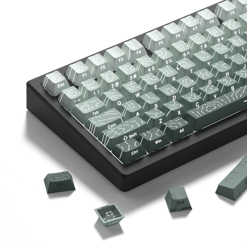Womier 135 คีย์ไล่โทนสีสาหร่ายทะเล Topographic 4.0 PBT Shine ผ่านโปรไฟล์เชอร์รี่ Keycaps ชุดสําหรับ Cherry MX Switches คีย์บอร์ดเครื่องกล