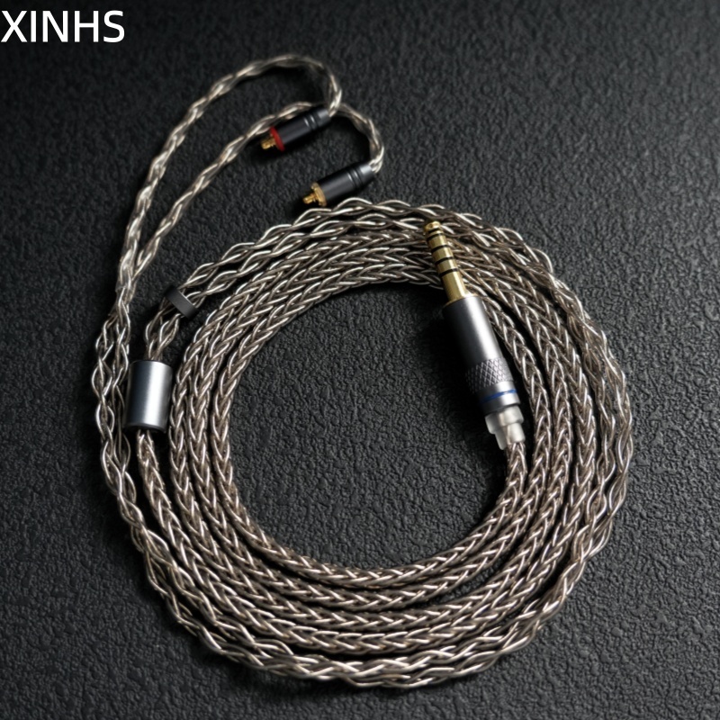 XINHS 8-Strand 6N High-Purity Silver-Plated Copper Earphone Upgrade Cable, Fits 0.78mm 2pin, QDC, KZ
