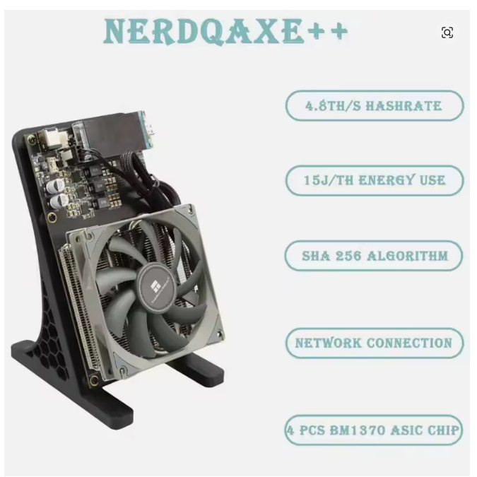 NerdQaxe++ BTC Solo Miner 4.8T-5TH/S 80W 4XBM1370 ASIC ชิปเปิดแหล่ง Bitcoin Crypto Miner เงียบ Miner