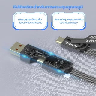 สายชาร์จ 4in1 180W ไนล่อนถัก ชาร์จเร็ว Type-C/iOS สายชาร์จสำหรับ I&P หลายหัว