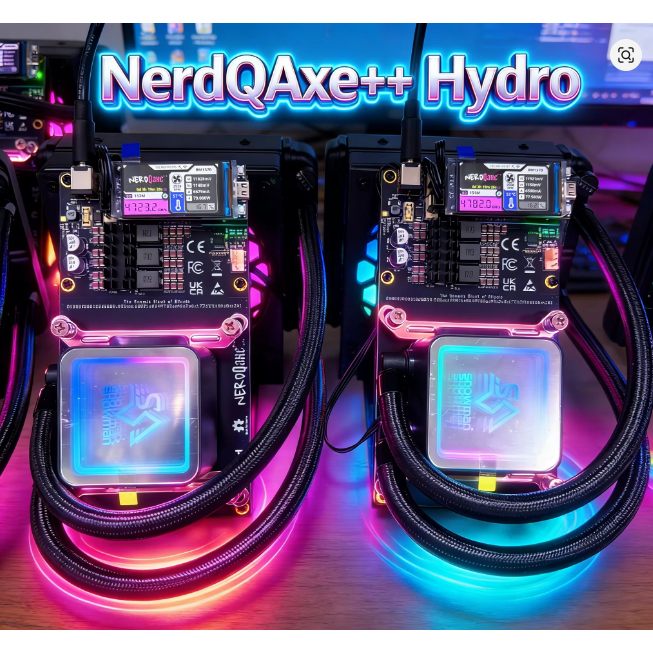 NerdQaxe++ Hydro Bitcoin Miner 4.8TH/s Liquid-Cooled Bitcoin Miner พร้อมชิป 4*BM1370 ASIC