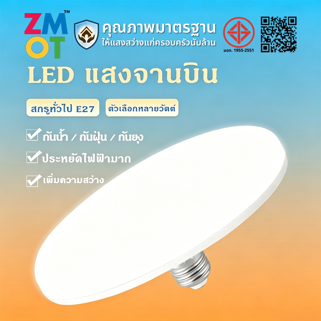 Lighthome หลอดไฟ LED E27 ทรง UFO ไม่กินไฟ ถนอมสายตา สว่าง ทนทาน ไฟแสงสีขาว หลอดไฟอัจฉริยะ