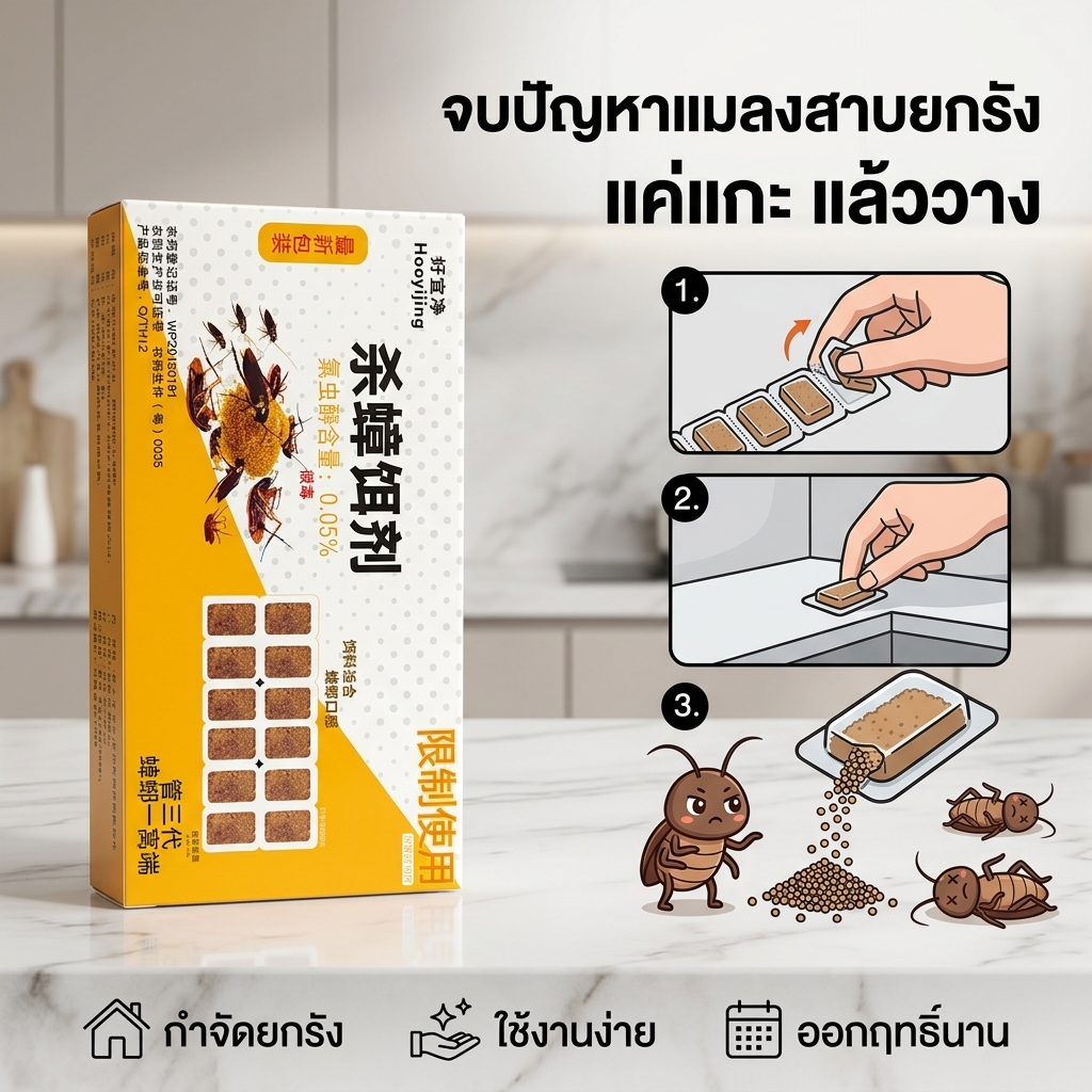 แมลงสาบหายเกลี้ยง! SG ฆ่าแมลงสาบ บ้านแมลงสาบ ยา ไล่ 1 กล่อง 12 แผง