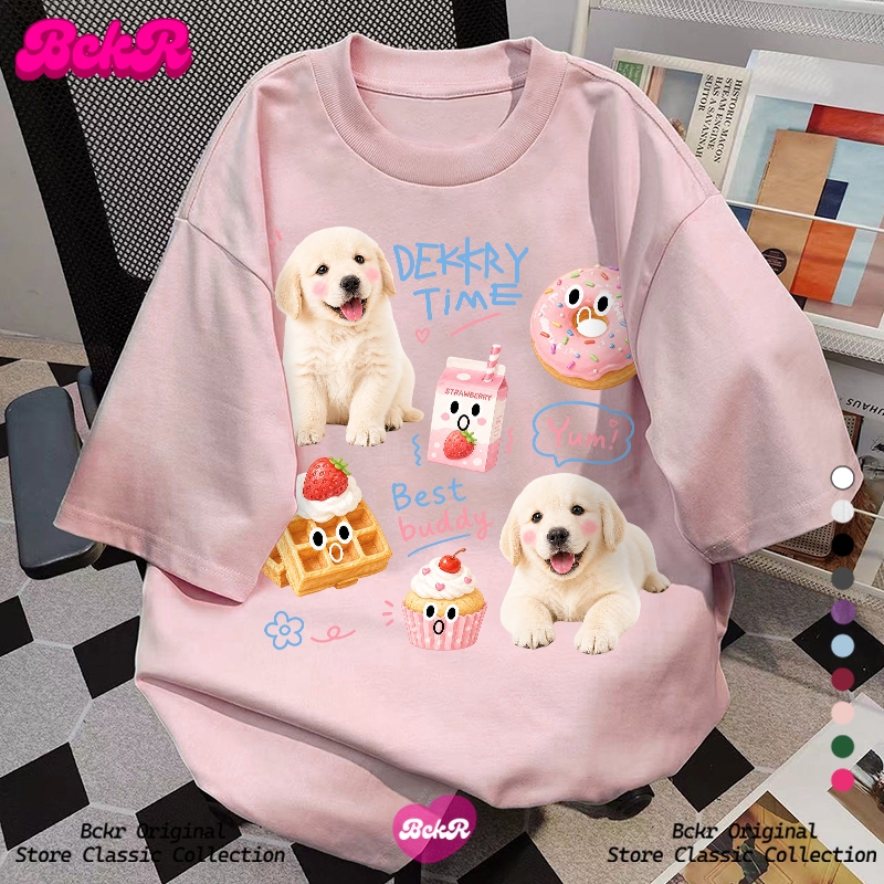 【จัดส่งตลอด 24 ชั่วโมง】 BCKR ลายกราฟฟิตี้ลูกสุนัข ชุดหน้าร้อนคอกลมเสื้อ oversizeผู้หญิงtshirt YG6347