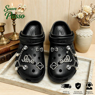 Kit Babuche Feminino Eva com Pingentes Antiderrapante Confortável para Praia