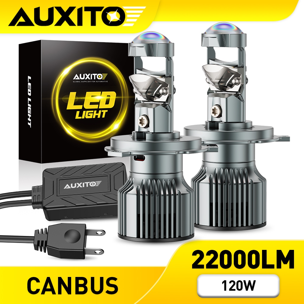 AUXITO 2 ชิ้น Y19 เลนส์ LED 120 วัตต์ 22000LM H4 9003 HB2 LED โปรเจคเตอร์เลนส์ไฟหน้ารถ Hi/Lo Beam Canbus 6500 พัน