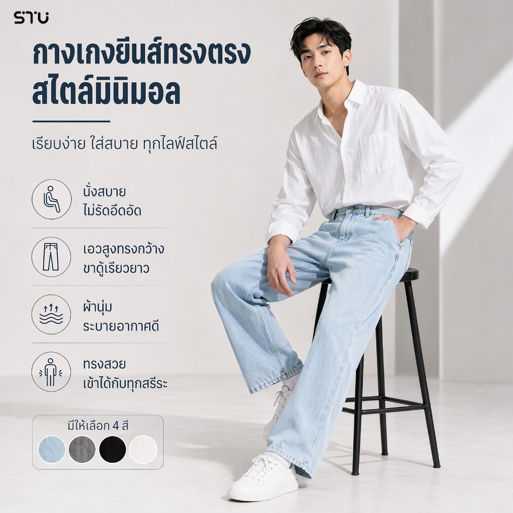 STUกางเกงขาสั้นผู้ชาย ยีนส์ขาสั้น ทรงหลวม ผ้ายีนส์นิ่ม แฟชั่นฤดูร้อน สไตล์เกาหลี เหมาะกับทุกรูปร่าง พร้อมส่ง มี2สี