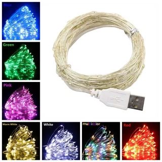 5v USB ไฟ LED 2 M/5 M/10 M ไฟ LED String Fairy คริสต์มาสลวดเงินงานแต่งงาน Garland ไฟ