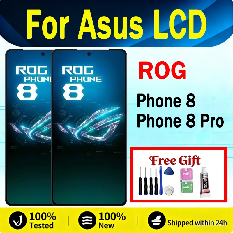 AMOLED ASUS ROG Phone 8 ROG Phone 8 Pro จอแสดงผล LCD เปลี่ยนหน้าจอสัมผัส