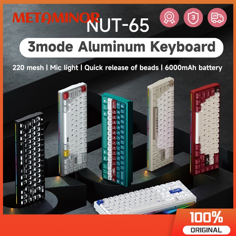 WEIKA Nut65 อลูมิเนียมคีย์บอร์ดไร้สายคีย์บอร์ดแบบกําหนดเอง 65% บลูทูธแบบมีสาย 2.4g รองรับ VIA