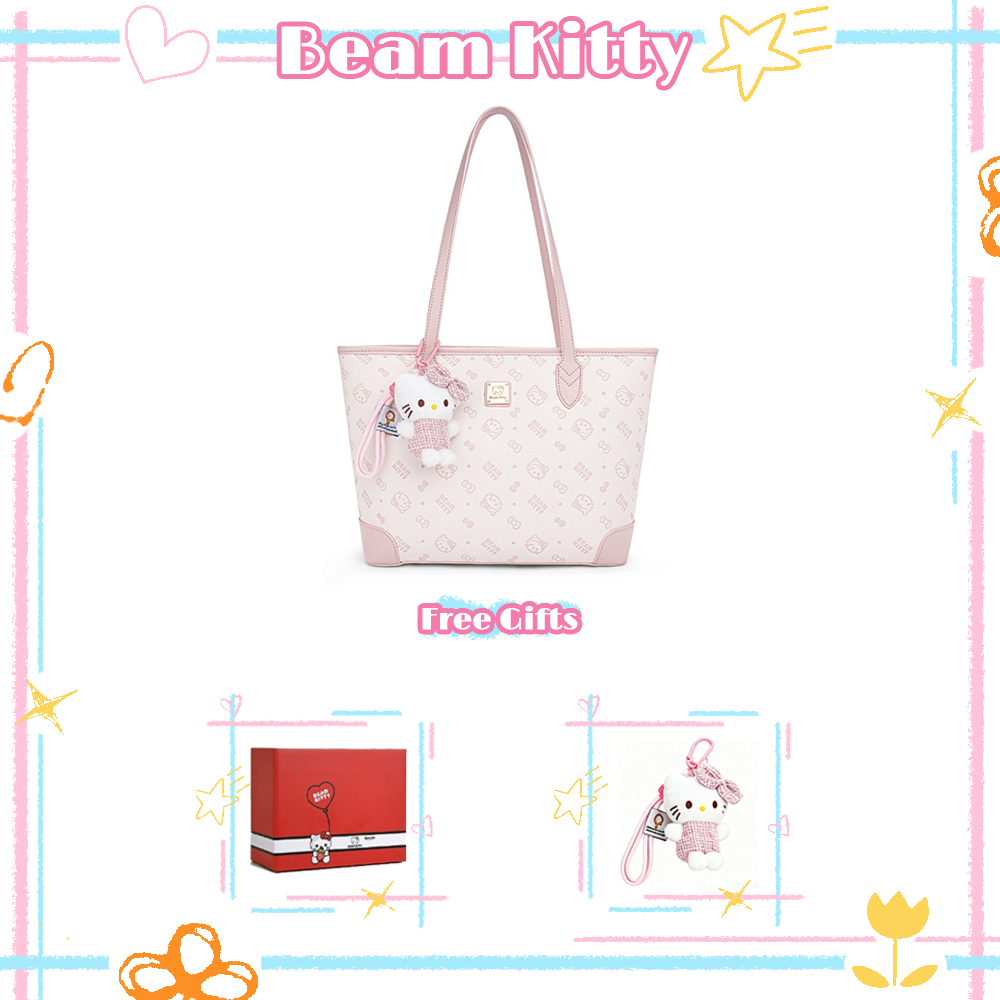 Beam Kitty กระเป๋าโท้ทสำหรับผู้หญิงสีชมพูหวานแหววสไตล์คลาสสิกใบนี้ จุของได้เยอะ เหมาะสำหรับใช้เดินทางไปทำงานหรือออกเดท