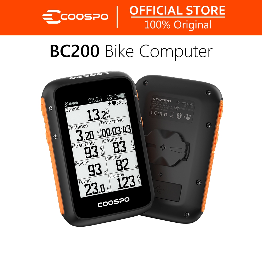COOSPO จักรยานคอมพิวเตอร์ GPS ไร้สายรอบ Speedometer เครื่องวัดระยะทาง 2.4 นิ้ว BLE5.0 ANT + APP Sync Sensor กันน้ําพร้อมขายึด