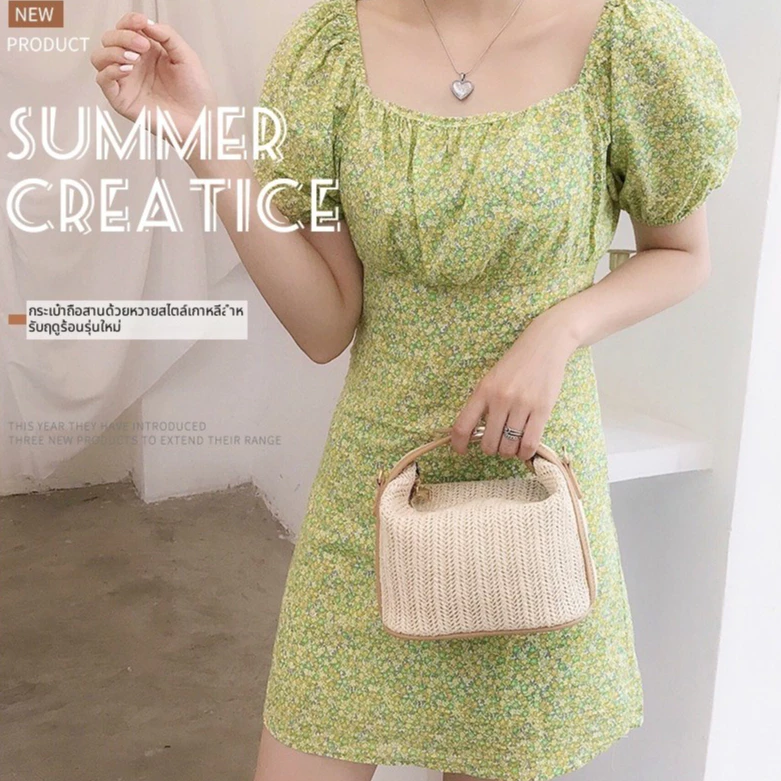 พร้อมสต็อกฟางเย็บหนังกระเป๋าใบเล็กพร้อมล็อคโลหะ thumbnail 3