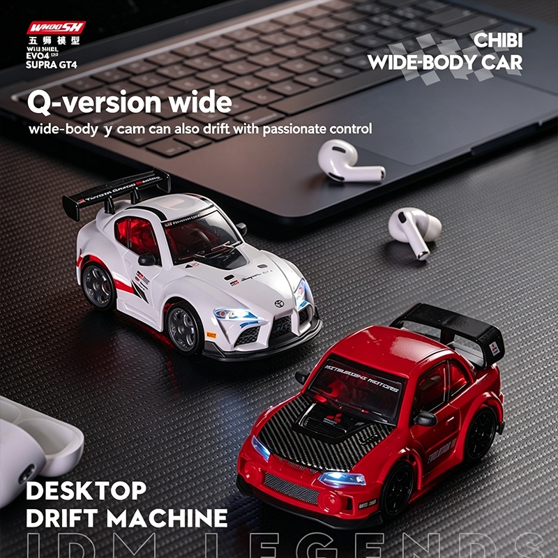 [จัดส่งในประเทศไทย] 1:43 Mini RC Drift รถ 4WD รถบังคับ ได้รับอนุญาตอย่างเป็นทางการ Mitsubishi Evo4/Supra GT4 Proportional คันเร่ง Desktop Drift รีโมทคอนโทรลรถแข่งพร้อมไฟ LED