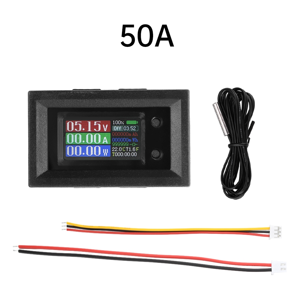 DC4-30V 10A/50A/100A 0.96 นิ้วหน้าจอสี 9-in-1 แรงดันไฟฟ้า Current Power Meter เครื่องทดสอบมัลติฟังก์ชั่น