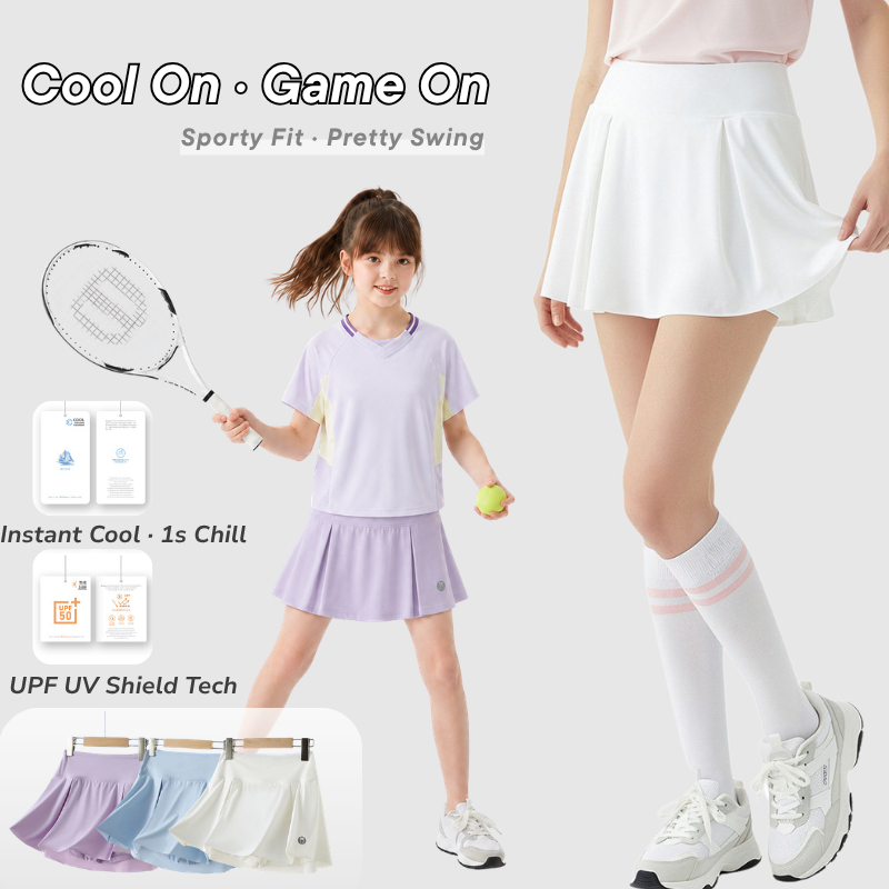 กระโปรงกีฬาเด็กผู้หญิง Coolwink สเกิร์ตเทนนิส กันรั่ว ระบายอากาศเย็นสบาย