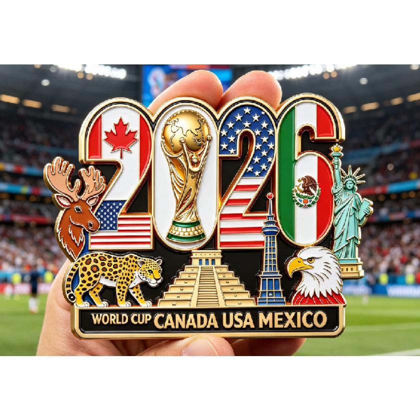 2026 World Cup Commemorative Pop ตู้เย็นแม่เหล็กวัฒนธรรมฟุตบอล Cultural Creative Magnetic Decal สําหรับแฟนฟุตบอล