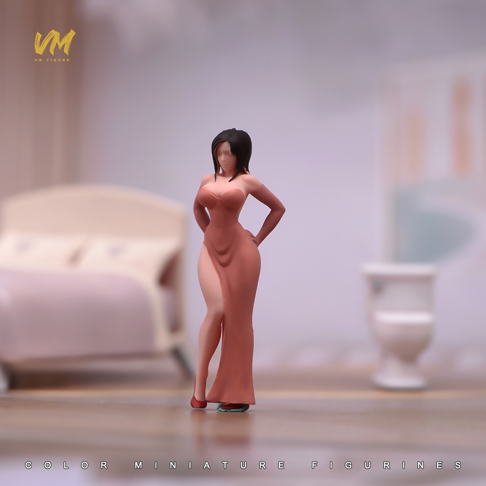 ทาสี Miniatures 1/64 Scale Slim เอวชุดอย่างเป็นทางการ Elegant Beauty ฉาก Diorama Action Figure Tiny People รุ่นสําหรับรถตกแต่งคอลเลกชัน