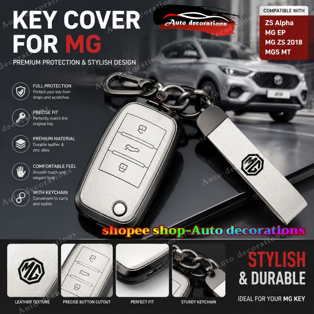MG ZS Alpha เคสกุญแจพับได้ โลหะผสมสังกะสี สําหรับ MG EP/MG ZS 2018/MG5 MT พร้อมปลอกกุญแจและพวงกุญแจ