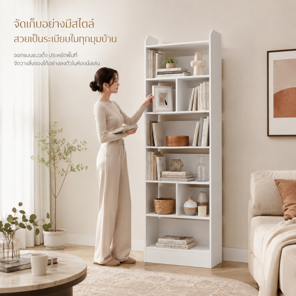 ที่ทันสมัยเรียบง่ายสีขาวแคบสูงเปิดชั้นวางหนังสือหลายชั้นช่องออกแบบจัดเก็บห้องนั่งเล่นห้องนอนศึกษาชั้นจัดเก็บตู้โชว์สไตล์นอร์ดิกครัวเรือนมินิมอลพาร์ทเมนท์ขนาดเล็กทุ่มเทมัลติฟังก์ชั่พื้นที่