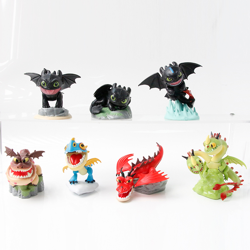 7 ชิ้น Beast Kingdom Toothless รูป PVC รูปปั้นสะสมเครื่องประดับของเล่น 5-9.5 ซม.