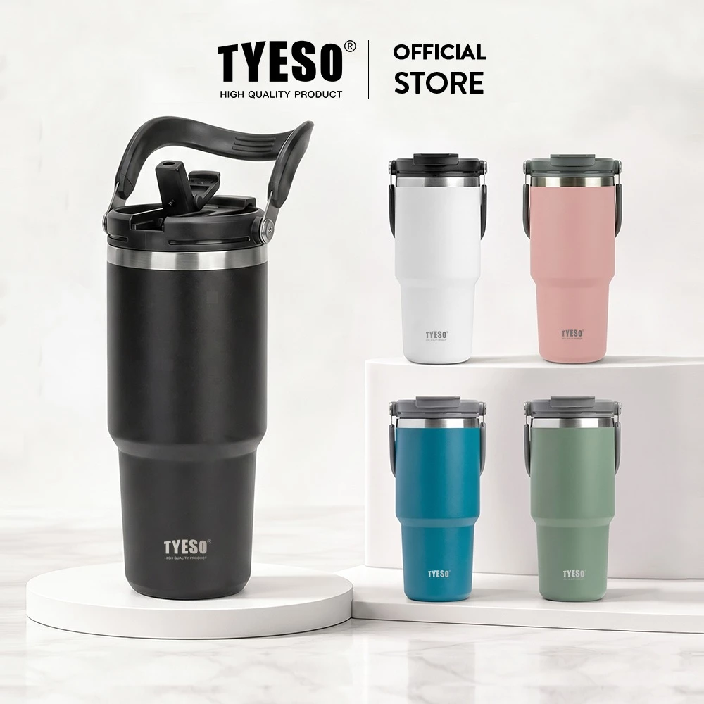 TYESO TS-8829 TS-8830 แก้วน้ําสุญญากาศ เก็บความเย็น และร้อน อเนกประสงค์ พร้อมหลอดดูด 1050 มล. 1200 มล.