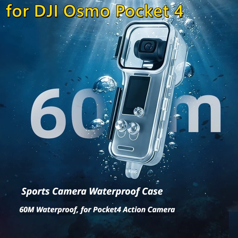 60M กันน้ําใต้น้ําสําหรับ DJI Osmo Pocket 4 ดําน้ํา 316 ปุ่มสแตนเลส Anti-Fog Surfing ดําน้ําดูปะการัง