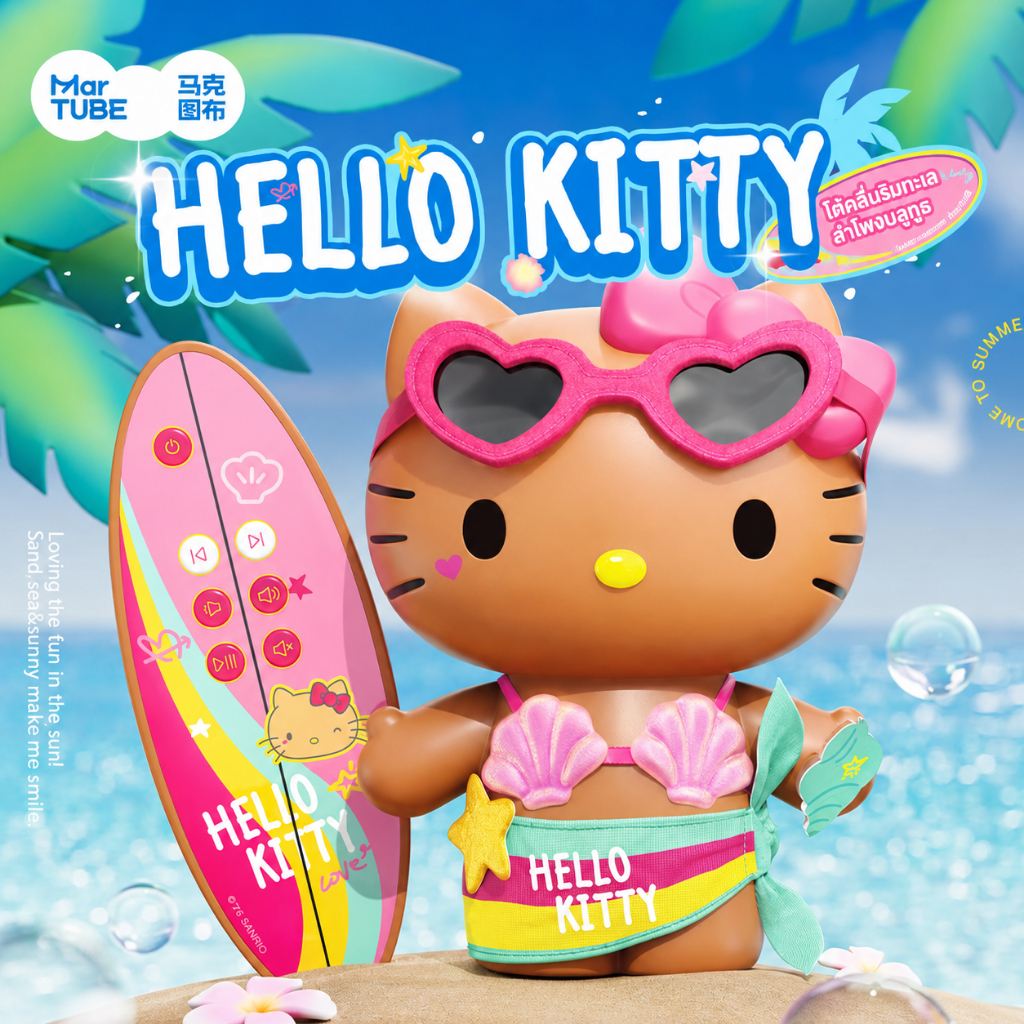 MarTUBE x Sanrio Hello Kitty Bluetooth Speaker Hawaii Beach Surfing Portable Wireless คิตตี้
